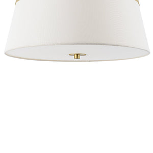 LightFixturesUSA - Brass 3 - Light White Fabric Drum Cage Semi Flush Mount - Ceiling Light - Brass - 