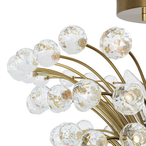 LightFixturesUSA - Brass 4 - Light Bloom Bouquet Crystal Starburst Semi Flush Mount - Ceiling Light - Brass - 