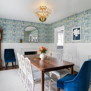 LightFixturesUSA - Brass 4 - Light Bloom Bouquet Crystal Starburst Semi Flush Mount - Ceiling Light - Brass - 