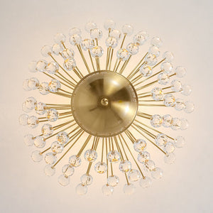 LightFixturesUSA - Brass 4 - Light Bloom Bouquet Crystal Starburst Semi Flush Mount - Ceiling Light - Brass - 