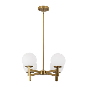 LightFixturesUSA - Brass 4 - Light Opal Glass Globe Round Sputnik Chandelier - Chandelier - Brass - 