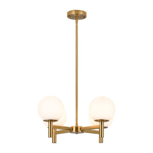 LightFixturesUSA - Brass 4 - Light Opal Glass Globe Round Sputnik Chandelier - Chandelier - Brass - 