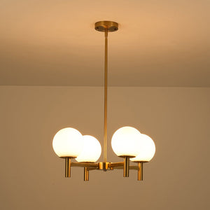 LightFixturesUSA - Brass 4 - Light Opal Glass Globe Round Sputnik Chandelier - Chandelier - Brass - 