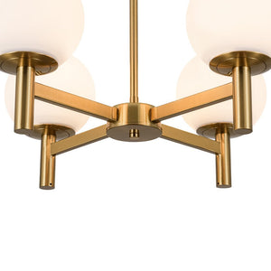 LightFixturesUSA - Brass 4 - Light Opal Glass Globe Round Sputnik Chandelier - Chandelier - Brass - 