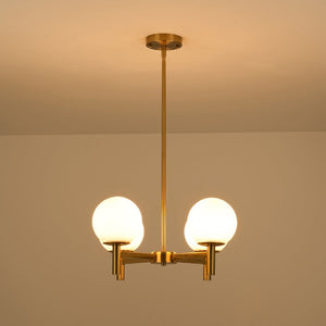 LightFixturesUSA - Brass 4 - Light Opal Glass Globe Round Sputnik Chandelier - Chandelier - Brass - 