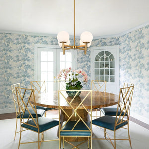 LightFixturesUSA - Brass 4 - Light Opal Glass Globe Round Sputnik Chandelier - Chandelier - Brass - 