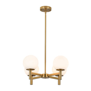 LightFixturesUSA - Brass 4 - Light Opal Glass Globe Round Sputnik Chandelier - Chandelier - Brass - 