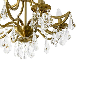 LightFixturesUSA - Brass 5 - Light Candle Style Crystal Crown Semi Flush Mount - Ceiling Light - Brass - 