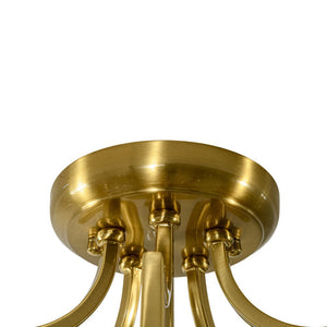 LightFixturesUSA - Brass 5 - Light Candle Style Crystal Crown Semi Flush Mount - Ceiling Light - Brass - 