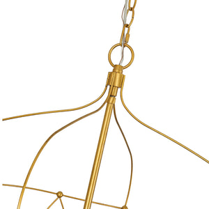 LightFixturesUSA-Brass 6-Light Candle Geometric Metal Drum Lantern Chandelier-Chandelier-23.6 in-