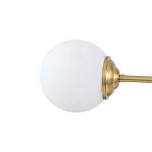 LightFixturesUSA-Brass 6-Light Opal Glass Globe Linear Island Chandelier-Ceiling Light-Brass-