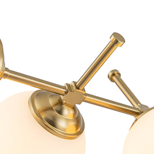 LightFixturesUSA-Brass 6-Light Opal Glass Globe Linear Island Chandelier-Ceiling Light-Brass-