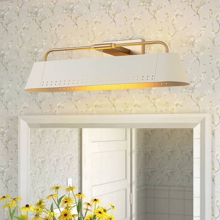 LightFixturesUSA - Brass Beige Iron Rectangle Shade Vanity Sconce Picture Light - Wall Sconce - 18.5 in - 