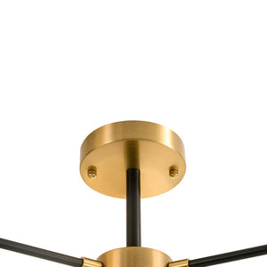 LightFixturesUSA - Brass Black 3 - Light Frosted Glass Globe Semi Flush Mount - Ceiling Light - 3 - Lt - 