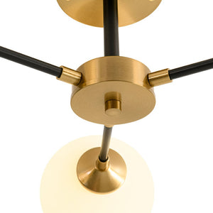 LightFixturesUSA - Brass Black 3 - Light Frosted Glass Globe Semi Flush Mount - Ceiling Light - 3 - Lt - 