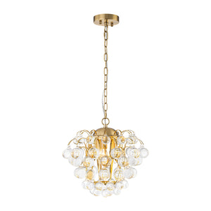 LightFixturesUSA-Brass Bloom Cascade Tiered Crystal Ball Firework Chandelier-Chandelier-15.7 in-