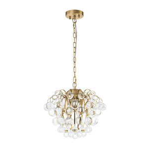 LightFixturesUSA-Brass Bloom Cascade Tiered Crystal Ball Firework Chandelier-Chandelier-15.7 in-