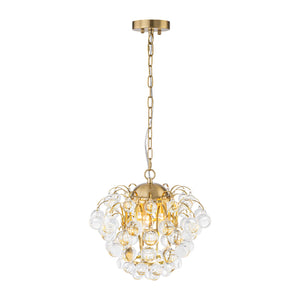 LightFixturesUSA-Brass Bloom Cascade Tiered Crystal Ball Firework Chandelier-Chandelier-15.7 in-