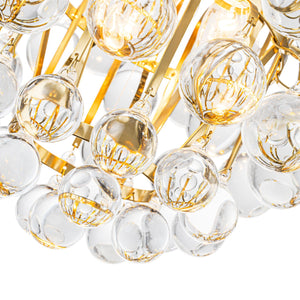 LightFixturesUSA-Brass Bloom Cascade Tiered Crystal Ball Firework Chandelier-Chandelier-15.7 in-
