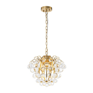 LightFixturesUSA-Brass Bloom Cascade Tiered Crystal Ball Firework Chandelier-Chandelier-15.7 in-