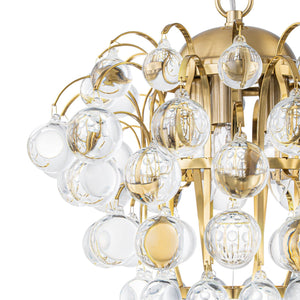 LightFixturesUSA-Brass Bloom Cascade Tiered Crystal Ball Firework Chandelier-Chandelier-15.7 in-