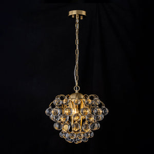 LightFixturesUSA-Brass Bloom Cascade Tiered Crystal Ball Firework Chandelier-Chandelier-15.7 in-