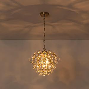 LightFixturesUSA-Brass Bloom Cascade Tiered Crystal Ball Firework Chandelier-Chandelier-15.7 in-