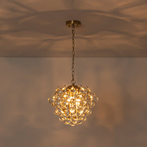 LightFixturesUSA-Brass Bloom Cascade Tiered Crystal Ball Firework Chandelier-Chandelier-15.7 in-
