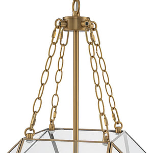 LightFixturesUSA - Brass Clear Glass Geometric Cube Lantern Pendant Light - Chandelier - Brass - 