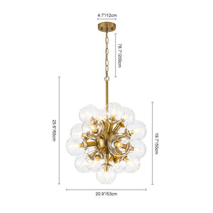 LightFixturesUSA - Brass Cluster Glass Globe Bubble Sphere Sputnik Chandelier - Chandelier - Brass - 