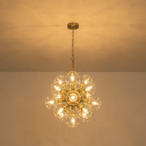 LightFixturesUSA - Brass Cluster Glass Globe Bubble Sphere Sputnik Chandelier - Chandelier - Brass - 