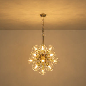 LightFixturesUSA - Brass Cluster Glass Globe Bubble Sphere Sputnik Chandelier - Chandelier - Brass - 