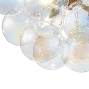 LightFixturesUSA - Brass Cluster Iridescent Glass Globe Bubble Ceiling Light - Ceiling Light - Brass - 