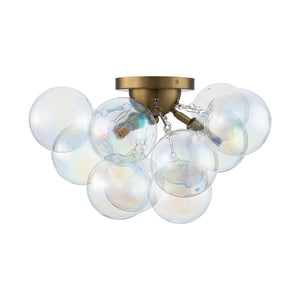 LightFixturesUSA - Brass Cluster Iridescent Glass Globe Bubble Ceiling Light - Ceiling Light - Brass - 