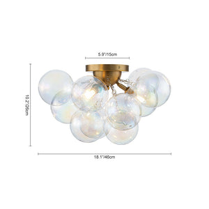 LightFixturesUSA - Brass Cluster Iridescent Glass Globe Bubble Ceiling Light - Ceiling Light - Brass - 