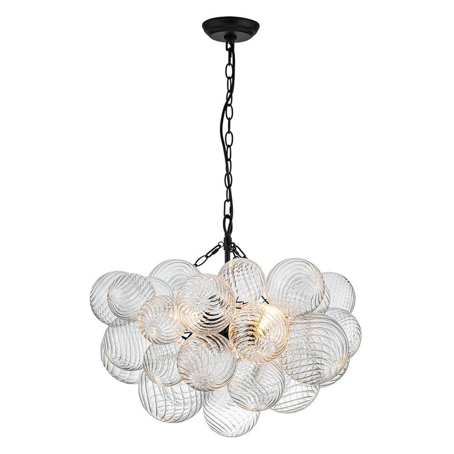 LightFixturesUSA - Brass Cluster Ribbed Glass Globe Bubble Chandelier - Chandelier - 3 - Lt - Black