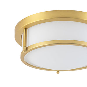 LightFixturesUSA-Brass Dimmable LED Round Frosted Glass Drum Ceiling Light-Ceiling Light-11.8 in-