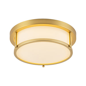 LightFixturesUSA-Brass Dimmable LED Round Frosted Glass Drum Ceiling Light-Ceiling Light-11.8 in-
