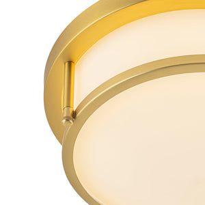 LightFixturesUSA-Brass Dimmable LED Round Frosted Glass Drum Ceiling Light-Ceiling Light-11.8 in-