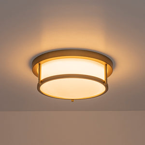LightFixturesUSA-Brass Dimmable LED Round Frosted Glass Drum Ceiling Light-Ceiling Light-11.8 in-