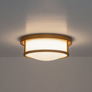 LightFixturesUSA-Brass Dimmable LED Round Frosted Glass Drum Ceiling Light-Ceiling Light-11.8 in-