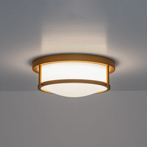 LightFixturesUSA-Brass Dimmable LED Round Frosted Glass Drum Ceiling Light-Ceiling Light-11.8 in-