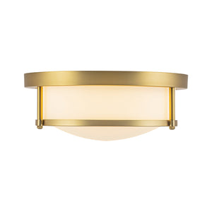 LightFixturesUSA-Brass Dimmable LED Round Frosted Glass Drum Ceiling Light-Ceiling Light-11.8 in-