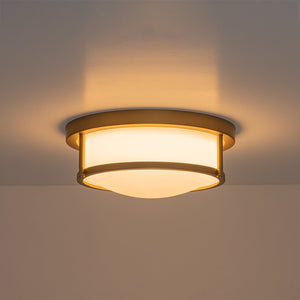 LightFixturesUSA-Brass Dimmable LED Round Frosted Glass Drum Ceiling Light-Ceiling Light-11.8 in-