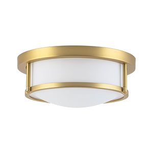 LightFixturesUSA-Brass Dimmable LED Round Frosted Glass Drum Ceiling Light-Ceiling Light-11.8 in-