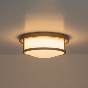 LightFixturesUSA-Brass Dimmable LED Round Frosted Glass Drum Ceiling Light-Ceiling Light-11.8 in-