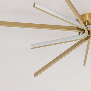 LightFixturesUSA-Brass Dimmable LED Round Sunburst Strip Semi Flush Mount-Ceiling Light-36.6 in-