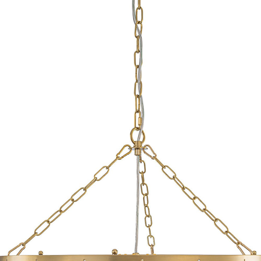 LightFixturesUSA - Brass Draped Ribbed Glass Bubble Round Pendant Chandelier - Chandelier - 6 - Lt - 
