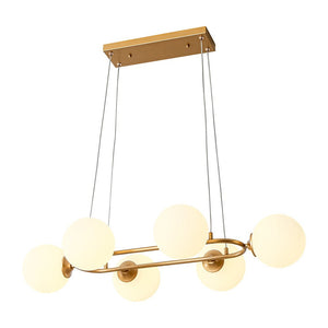 LightFixturesUSA - Brass Frosted White Glass Bubble Oval Ring Island Chandelier - Chandelier - Brass - 