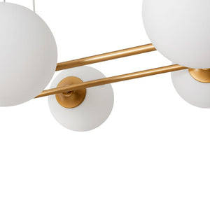 LightFixturesUSA - Brass Frosted White Glass Bubble Oval Ring Island Chandelier - Chandelier - Brass - 